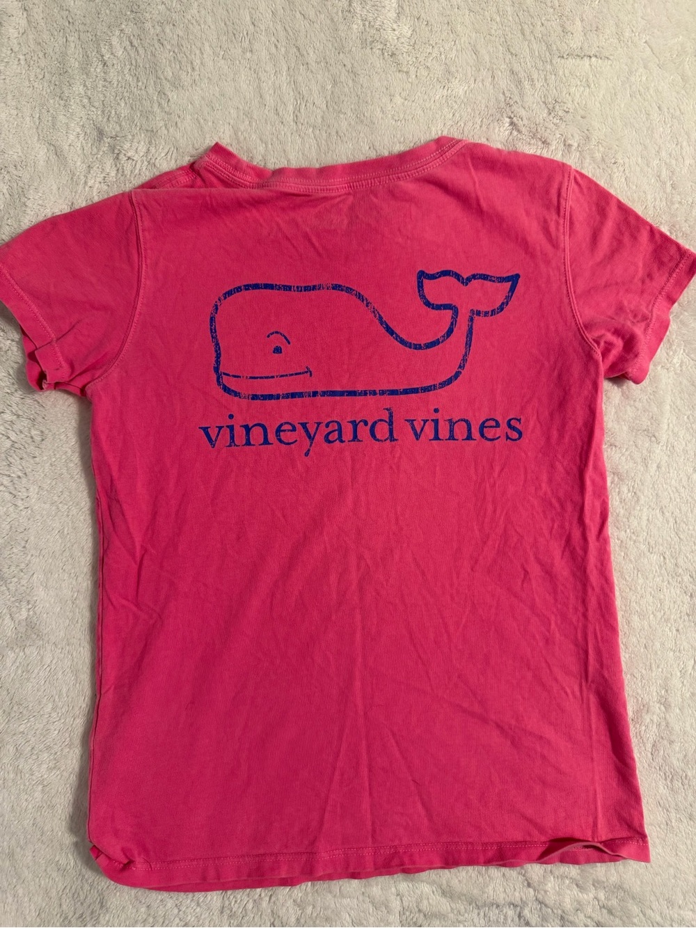 Vineyard Vines Hot Pink Tee with Navy Whale girls M (10-12) GUC runs small!!